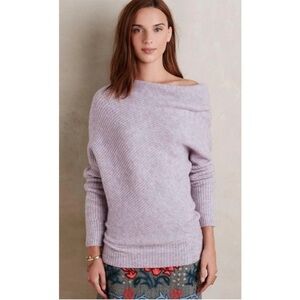 Anthropologie Moth Lavender Caya Draped Pullover Sweater Wool Blend Size Small